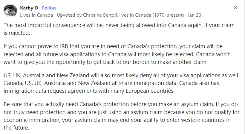 نظرات کاربران اینترنت درباره معایب درخواست پناهندگی در سفارت کانادا