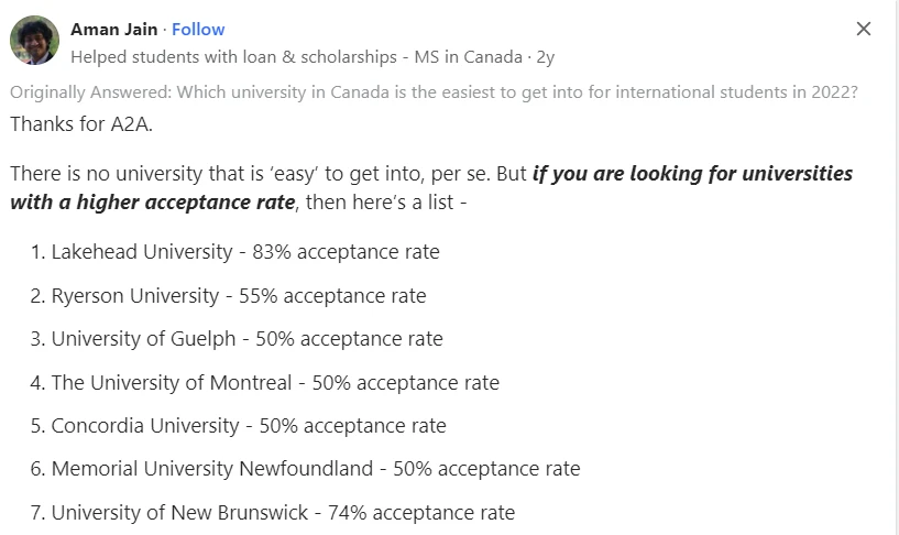 نظر امان درباره راحت ترین دانشگاه های کانادا برای پذیرش