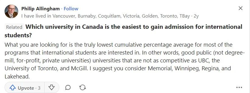 نظر فیلیپ درباره راحت ترین دانشگاه کانادا برای پذیرش