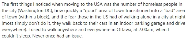 تجربه این کاربر از مقایسه آمریکا با کانادا