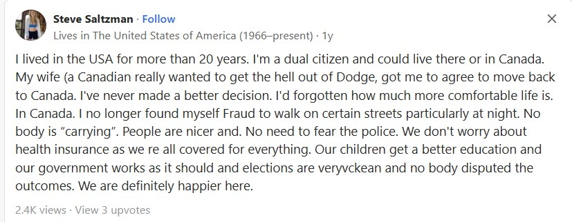 تجربه مهاجرت از کانادا به ایالات متحده