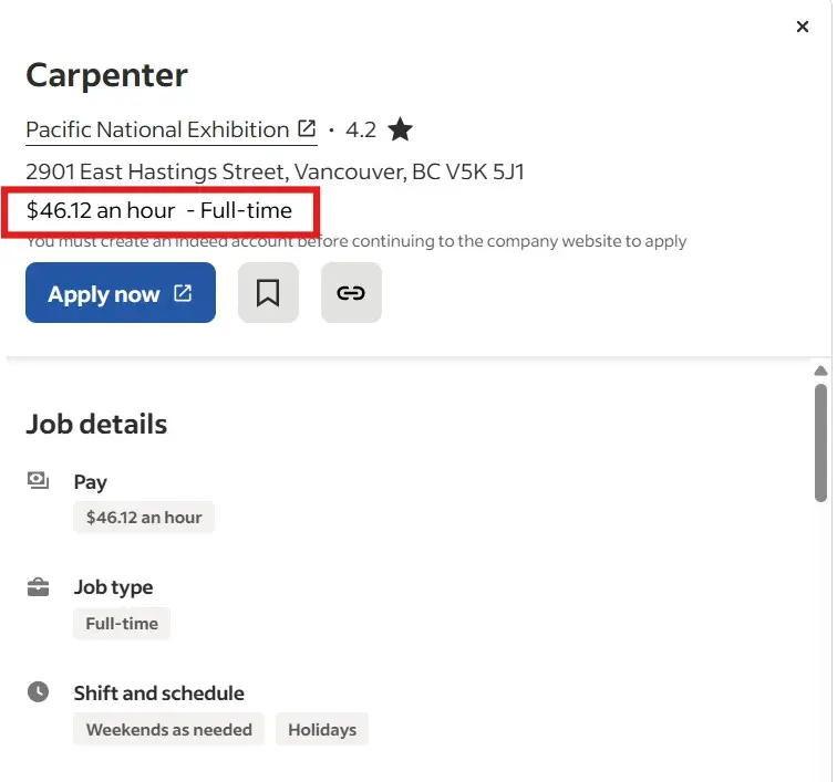 آگهی استخدام برای شغل نجاری در کشور کانادا